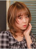 20代30代/顔周りレイヤー/ネオウルフ/ウルフカット/ミディアム