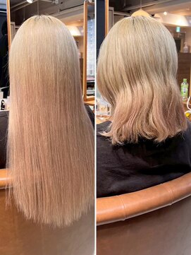 【ビフォーアフター】エクステ/ストレートヘア/ハイライトカラー