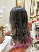 ヘアー クラージュ(hair courage)&nbsp;バレイヤージュカラー毛先ピンクスタイル