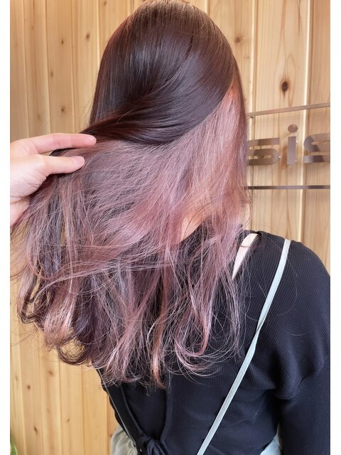 【oasisマミ】インナーカラーピンクケアブリーチ/暗髪暖色カラー