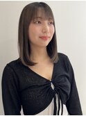 【YOKE】20代30代ミルクティーベージュ顔まわりレイヤーロブ