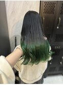 《ロングヘア×グリーングラデーション》