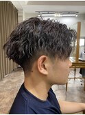 札幌大通りメンズショートカット波巻きツイストスパイラルパーマ