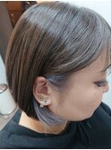 ショートボブ/ニュアンスカラー/センターパート/ブルージュ