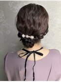 【黒髪シニヨンヘアアレンジ】ヘアセット/渋谷/タッセルボブ/眉