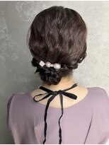 【黒髪シニヨンヘアアレンジ】ヘアセット/渋谷/タッセルボブ/眉