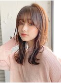 韓国ヘア レイヤーカット 暗めカラー デザインカラー"