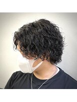 ササ(33) センターパートウルフ波巻きスパイラルパーマ