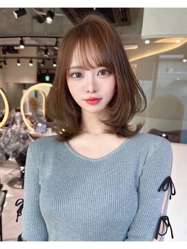 ロール 博多(Role) ブリーチなしチェリーブラウン髪質改善イルミナカラー前髪/博多