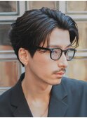 福岡天神緩めメンズニュアンスパーマセンターパートウルフカット
