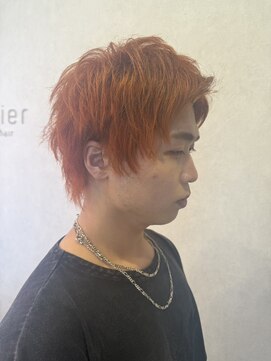 イリエヘア 川口(irier hair) メンズアップバングショートオレンジ【薬師神】