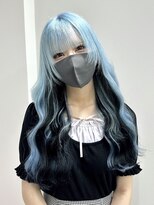 エゴ 池袋(EGO) エクステ ブルーシルバー 水色 インナーカラー 前髪カット