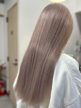 ハウ 心斎橋(how) ◎くびれロング×縮毛矯正ハイトーンベージュ冬カラー小顔20代