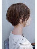 卵型ナチュラルショートミルクブラウン白髪ぼかし40代50代60代