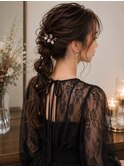 網下ろしヘア/ヘアアレンジ/結婚式/お呼ばれスタイル