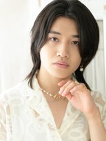 モッズヘアメン 札幌月寒店(mod's hair men)&nbsp;韓国風センターパートブラック束感ウルフメンズカットn札幌月寒