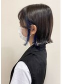 【Lond bla-ma】インナーブルー 切りっぱなしボブ