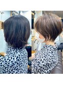30代/40代/50代・絶壁解消・小顔前下がりショートボブ【中村】