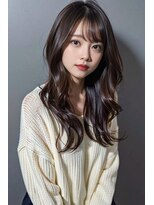 キートス(kiitos)&nbsp;レイヤーロンググレージュ大人可愛い韓国ヘア前髪くびれヘア