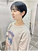 ○ブルーブラック耳かけコンパクトショート20代30代40代