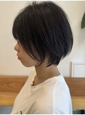 小顔カットショートボブ大人可愛いアッシュオリーブ