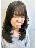 韓国ヘアハッシュカットレイヤーカットグレージュ　小林優