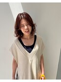 大尾のナチュラルロマンティックデジタルパーマ＋ピンクブラウン