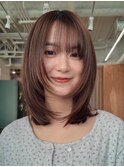 顔周りレイヤーカットくびれヘアミルクティーベージュカラー韓国