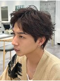 横浜西口メンズパーマフェザーパーマセンターパートガイルヘア