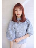 簡単毛先ワンカールテラコッタピンク♪