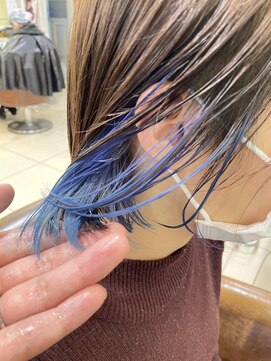 ネオリーブアイム 横浜西口店(Neolive aim) 横浜★インナーカラー爽やかブルーボブ
