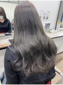 韓国風エギョモリ　アッシュグレージュ　ケアブリーチ　ロング