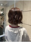 【ボブパーマ】【オレンジカラー】【パーマアレンジ】10代20代