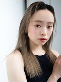 オリーブベージュデザインカラーWカラーシンプルストレート