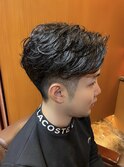 銀座　理容室　毛流れパーマ　7:3スタイル　刈り上げ