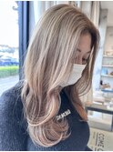 ミルクティーベージュダブルカラーケアブリーチグレージュ40代