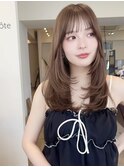 美髪レイヤーカット/顔まわりレイヤー/くびれロングレイヤー