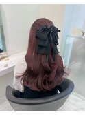 15204髪質改善チェリーレッド黒髪アッシュブラックワインレッド