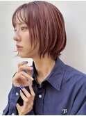 ピンクアッシュフェイスレイヤーボブ似合わせ小顔A0731