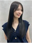 暗髪ハイレイヤーミディアムロング20代30代小顔顔周りフェイス