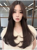 20代レイヤー◎くびれロング×透け感アッシュ小顔