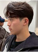 メンズセンターパートウルフセンターパートニュアンスパーマ襟足