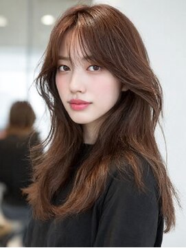 ダル 渋谷/表参道(DAL.) 顔周りカットハッシュカットダークブラウンワンホンレイヤー韓国