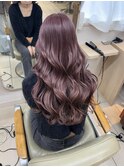 ピンクラベンダー シャギーカット ブリーチ ロング 横浜★