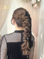 フェリーチェ 六本木店(Felice)&nbsp;編みおろし ベロアリボン 推し活ヘア イベントヘア お呼ばれヘア