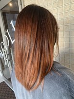 ヘアサロン アプリ(hair salon APPLI) ≪ オレンジベージュ × 3Dカラー 』 束感セミロング☆
