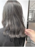 小顔セミウェットウェーブピンクベージュハイライトカラー