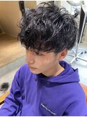 ニュアンスパーマ×センターパート