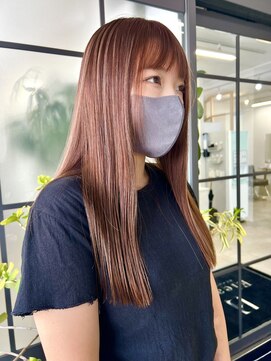 エレノア 自由が丘店(Eleanor) コントラストハイライト　ストレートヘア　ミルクティーベージュ