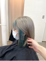 アジールヘア 北千住駅西口店(agir hair) ハイトーンライトミントグリーンインナーカラー 北千住